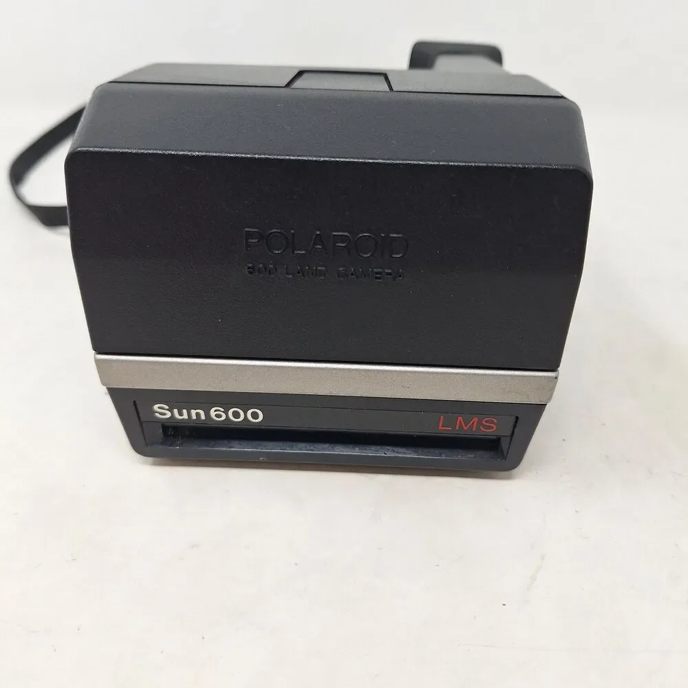 Polaroid Sun 600 Vintage Instant Film Camera Silver Black AutoFocus With Strap